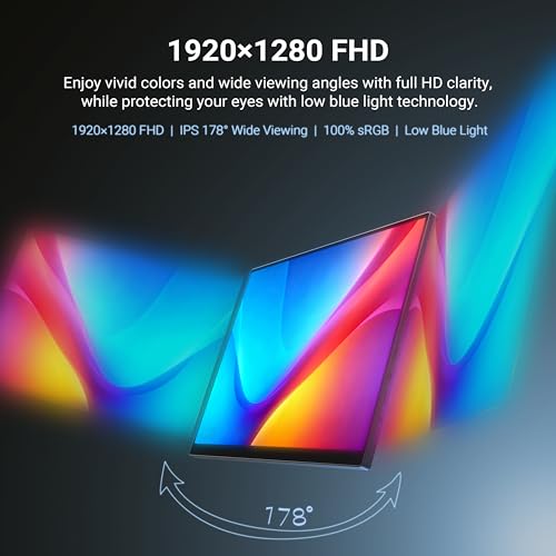 Sf10T Portable Monitor 10.5 Inch Touchscreen Laptop Monitor Ips 178° Wide-Viewing/Built-In Dual Speakers Low Blue-Light/Hdr Eye Care External Screen W/Smart Cover For Mac Pc Xbox Ps4/5 Switch