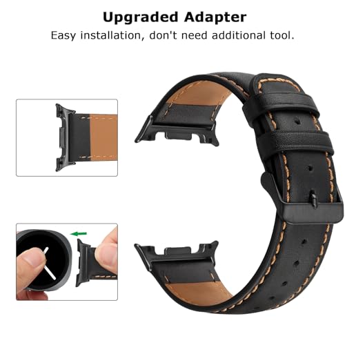Leather Bands Compatible with Samsung Galaxy Watch 8 40mm 44mm, Genuine Leather Strap Compatible with Samsung Galaxy Watch 8 Classic 46mm, Black