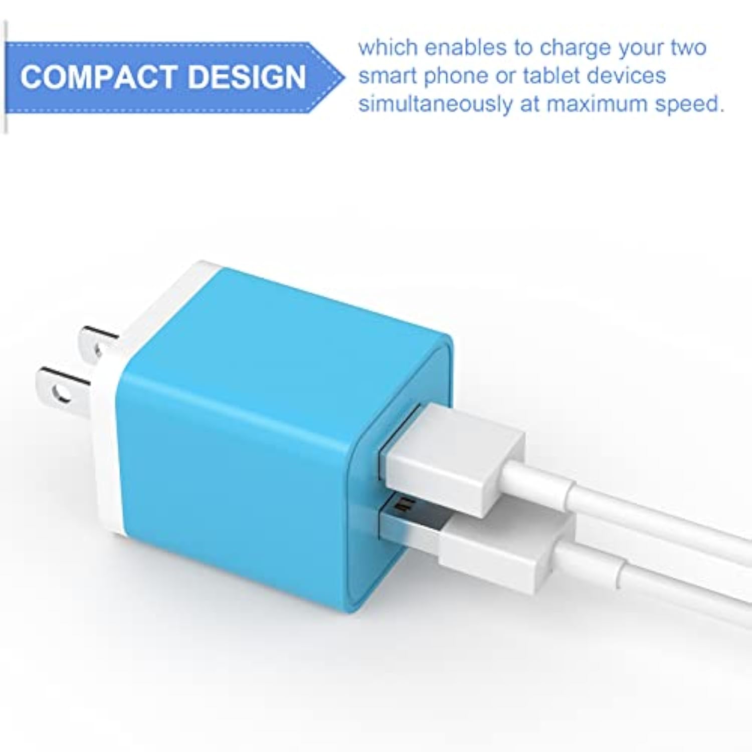 6-Pack USB Wall Charger, 2.4A Dual Port Power Adapter for iPhone & Android