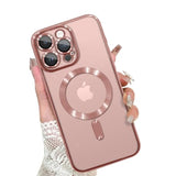 Designed For Iphone 15 Pro Case Magnetic Clear Slim Case For Women Men Full Camera Protector Anti-Yellowing Shockproof Compatible With Magsafe Cover 15 Pro Rose Gold