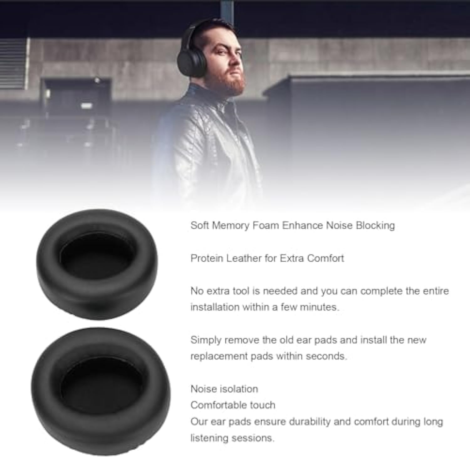 Foam Ear Pad Replacement Cushions,Replacement Ear Pads Cushions For Rb M700B Rb M500B Rb M300B Rb M500Be K Headphones,Headphones Soft Protein Leather Memory Foam Ear Pads (Black)