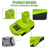 Dm18Rl Battery Adapter For Dewalt 20V& For Milwaukee18V Battery, Converter To For Ryobi 18V Lithium Battery For Ryobi 18V Power Tools, With 5V 2.1A Max Usb Charge