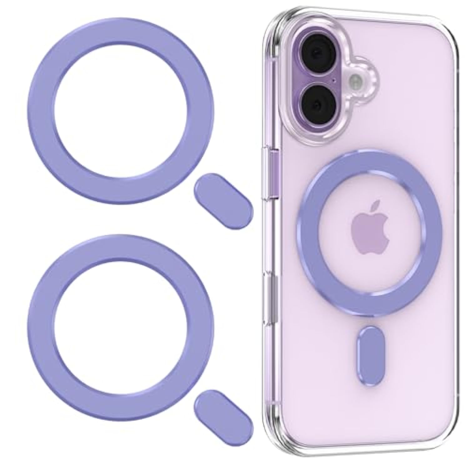 For Magsafe Sticker, 2 Pcs Magnetic Ring For Phone Case, Universal Adapter Ring Compatible With Magsafe Accessories & Wireless Charging For Iphone 17/16/15/14/13/12/11, Galaxy S25/S24 (Purple)