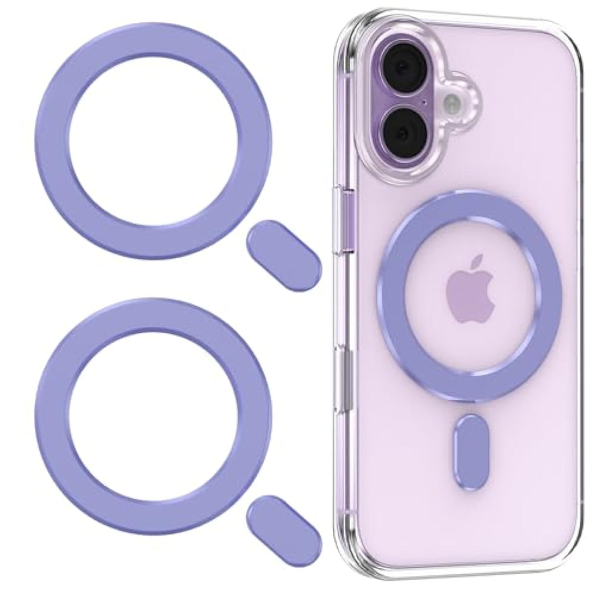 For Magsafe Sticker, 2 Pcs Magnetic Ring For Phone Case, Universal Adapter Ring Compatible With Magsafe Accessories & Wireless Charging For Iphone 17/16/15/14/13/12/11, Galaxy S25/S24 (Purple)