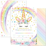 20 Sets Unicorn Party Invitations - Unicorn Party Suppies For Girls Birthday Invitation Cards With Envelopes Fill-In Blank Invite For Kids Summer Baby Shower Decoration