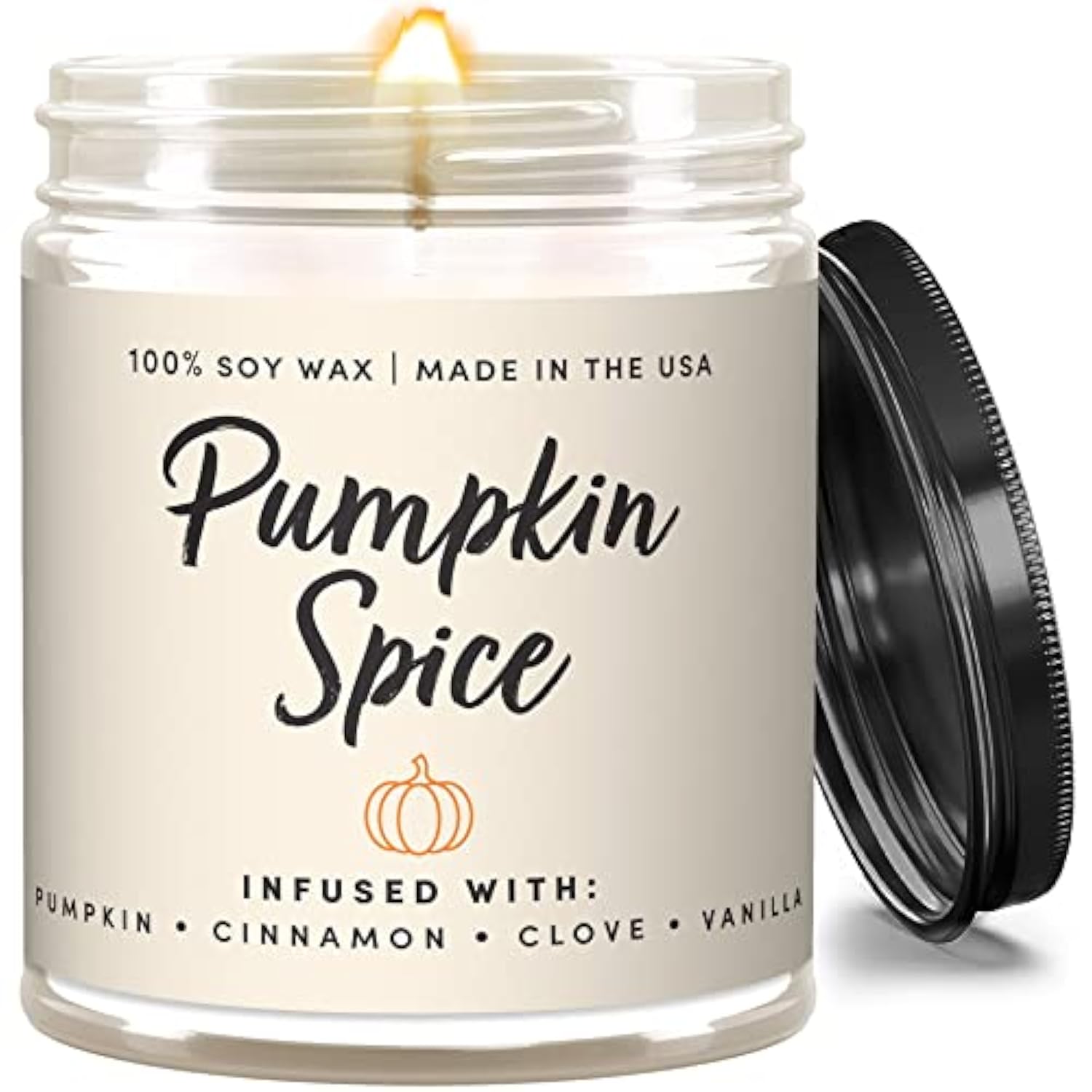 Pumpkin Spice Fall Candles For Home Scented – Vanilla, Pumpkin, Cinnamon, Clove – Perfect Home Décor Gifts For Autumn, Holiday, Christmas, Winter - 9Oz, Soy Wax, 50 Hour Burn