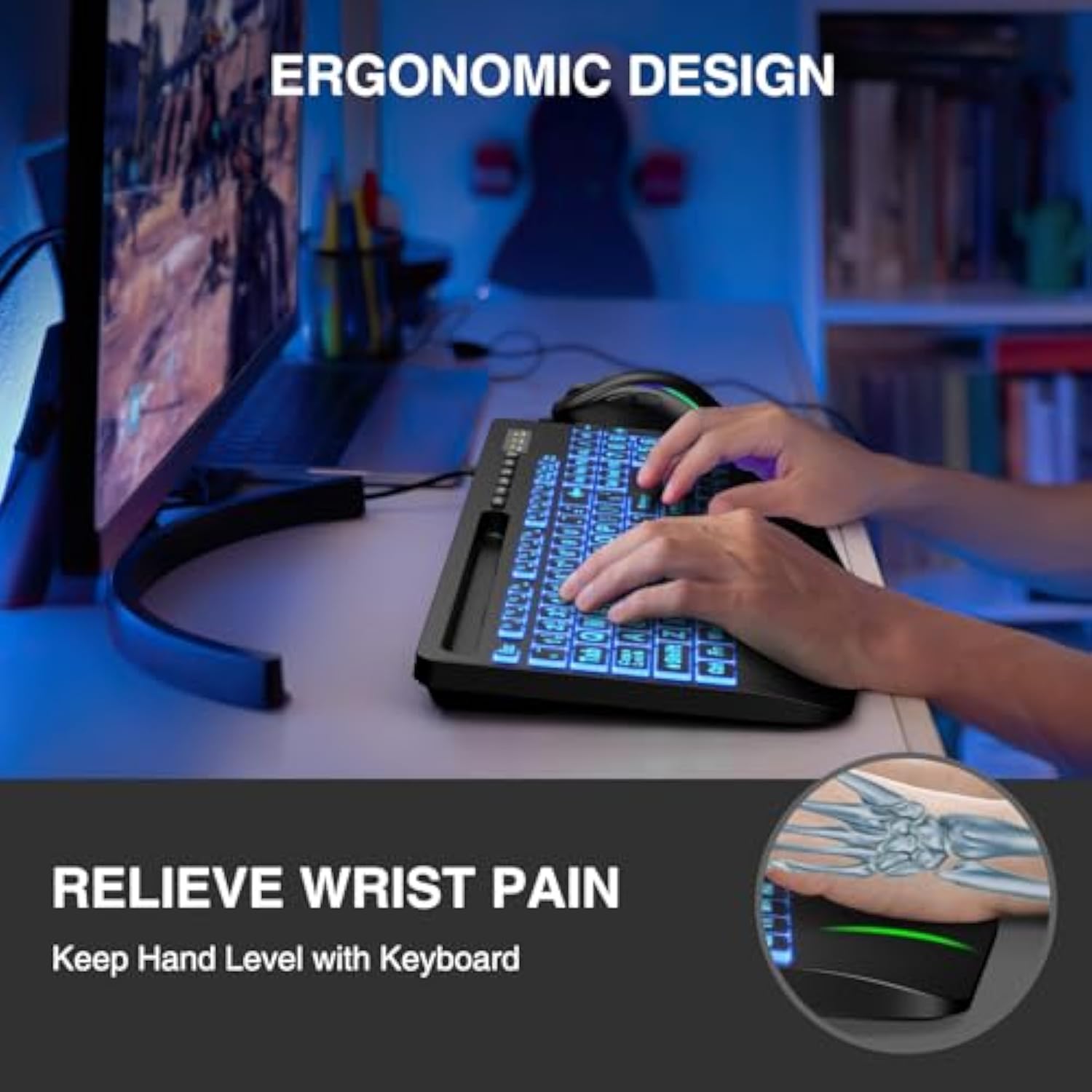 Large Print Backlit Keyboard, Wired Usb Lighted Computer Keyboards With 7-Colo