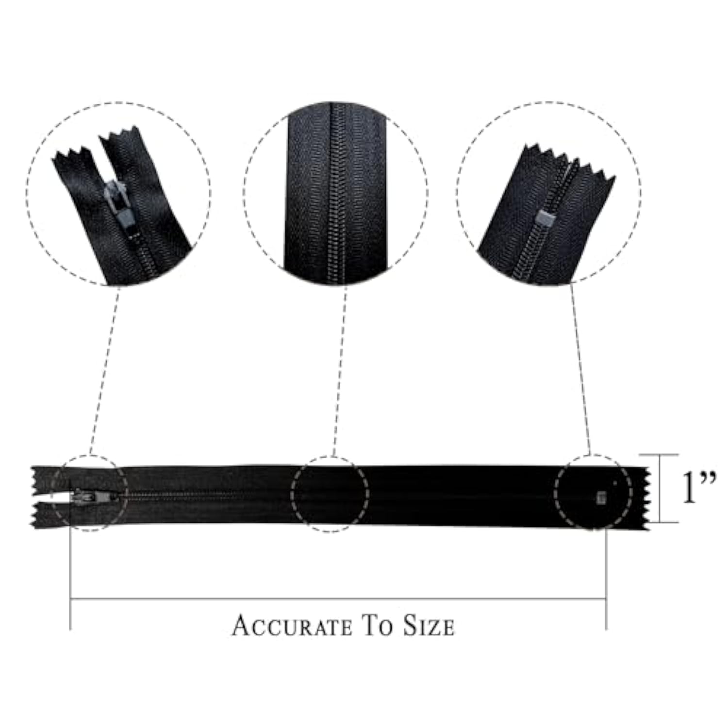 7 Inch Nylon Zipper For Sewing Crafts | 20 Zippers / Pack (Black)