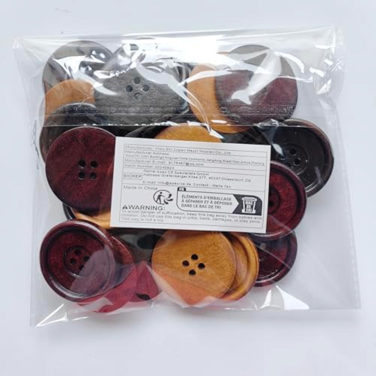 30Pcs Big Size 40Mm 1 1/2" Round Wood Buttons 4 Holes Craft Sewing But