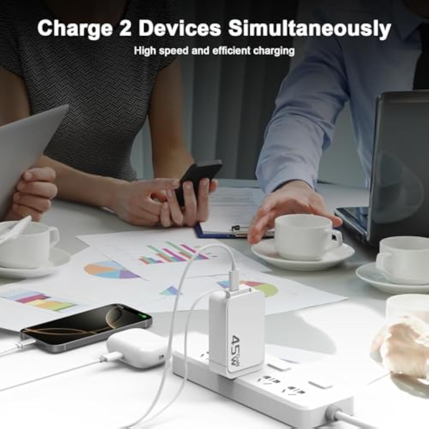 Retractable Wall Charger, 45W Pd Fast Usb C Charging Block With Retractable Type-C Cable, 45W Travel Charger Fast Charging Foldable Plug Adapter With For Iphone 16/15 Pro Max, Ipad Pro, Galaxy, Pixel