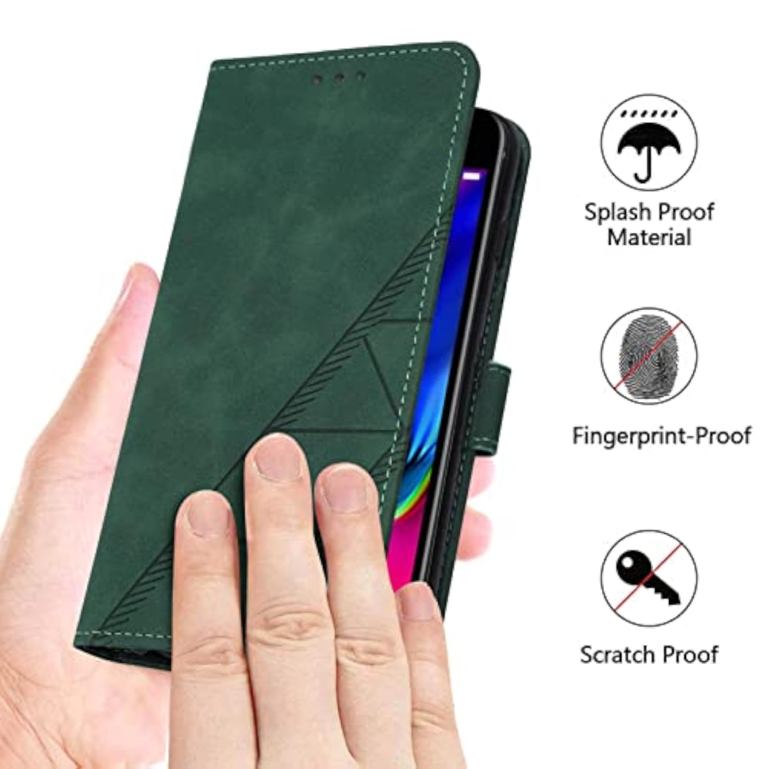 Flip Wallet Case Compatible with iPhone 8/7/6/6S/SE 2022/SE 2020 Green