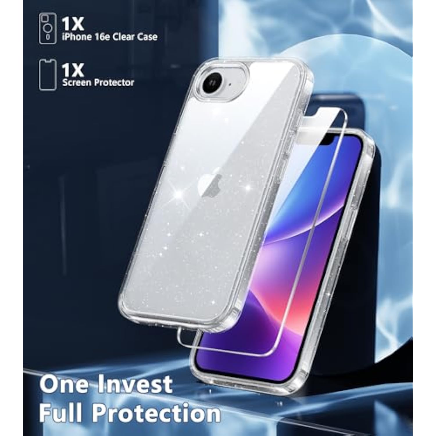 For Iphone 16E Case Glitter: For Iphone 16E 2025 Bling Sparkle Clear Anti Yellowing Rugged Case Grade Protection Slim Cases | Scratch-Resistant Transparent Cell Phone Cover (Shiny)