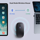 Wireless Bluetooth Mouse Rechargeable, Silent, Dual Mode (Bluetooth 5.2 & Usb) With Led Lights Portable For Laptop, Desktop, & Tablet(Black)