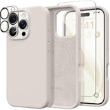 iPhone 16 Pro Max Magnetic Silicone Case with Screen & Camera Protector Stone