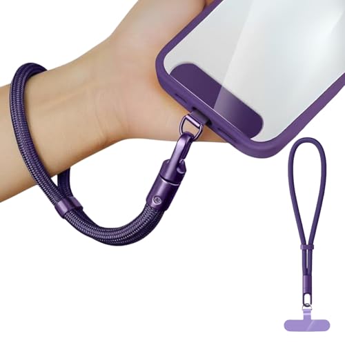 1 Pack Phone Wrist Strap Lanyard, Adjustable Nylon Phone Lanyard with Detachable Tether Tab, Compatible with Most Cell Phone Case, Purple
