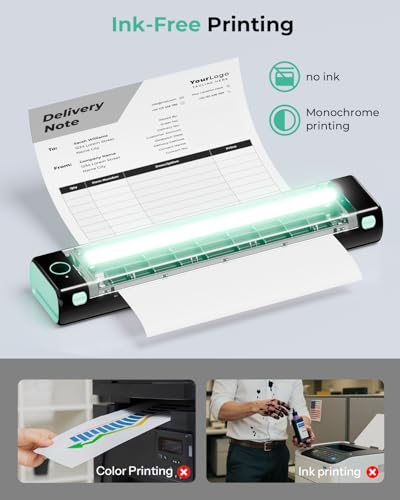 Portable Printers Wireless For Travel, M08F Thermal Bluetooth Printer Support For 8.5"X11" Us Letter, Small Inkless Printer Compatible With Ios, Android, Laptop For Car, Office, Home
