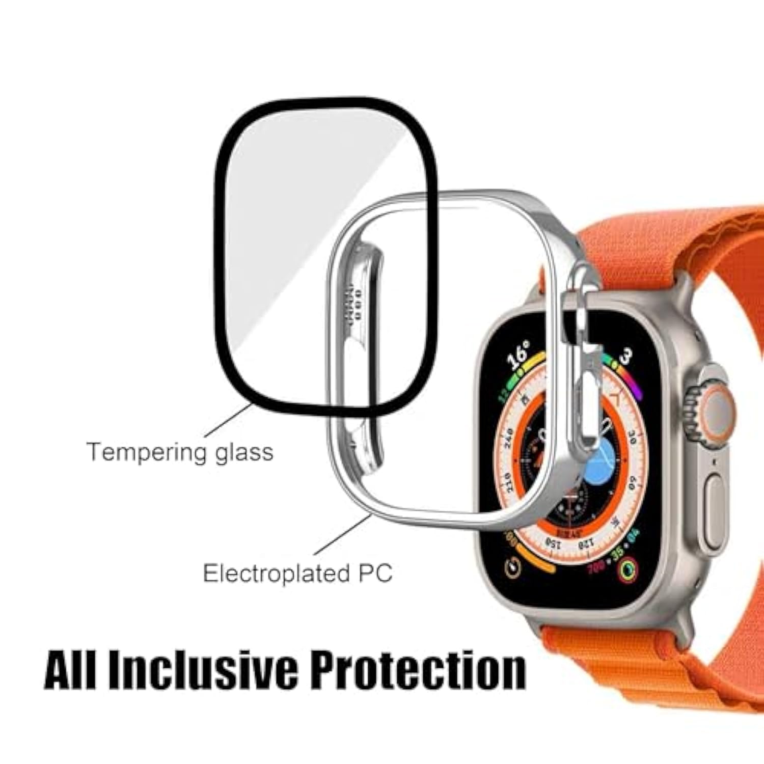 2 Pack Case With Tempered Glass Screen Protector For Apple Watch Ultra/Ultra 2 49Mm, Smooth Touch, High Protection, Full Screen Shield, Easy Installation, Gold And Silver