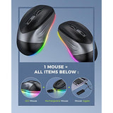 Wireless Mouse, Jiggler Mouse For Laptop - Led Mouse Rechargeable Computer Mic