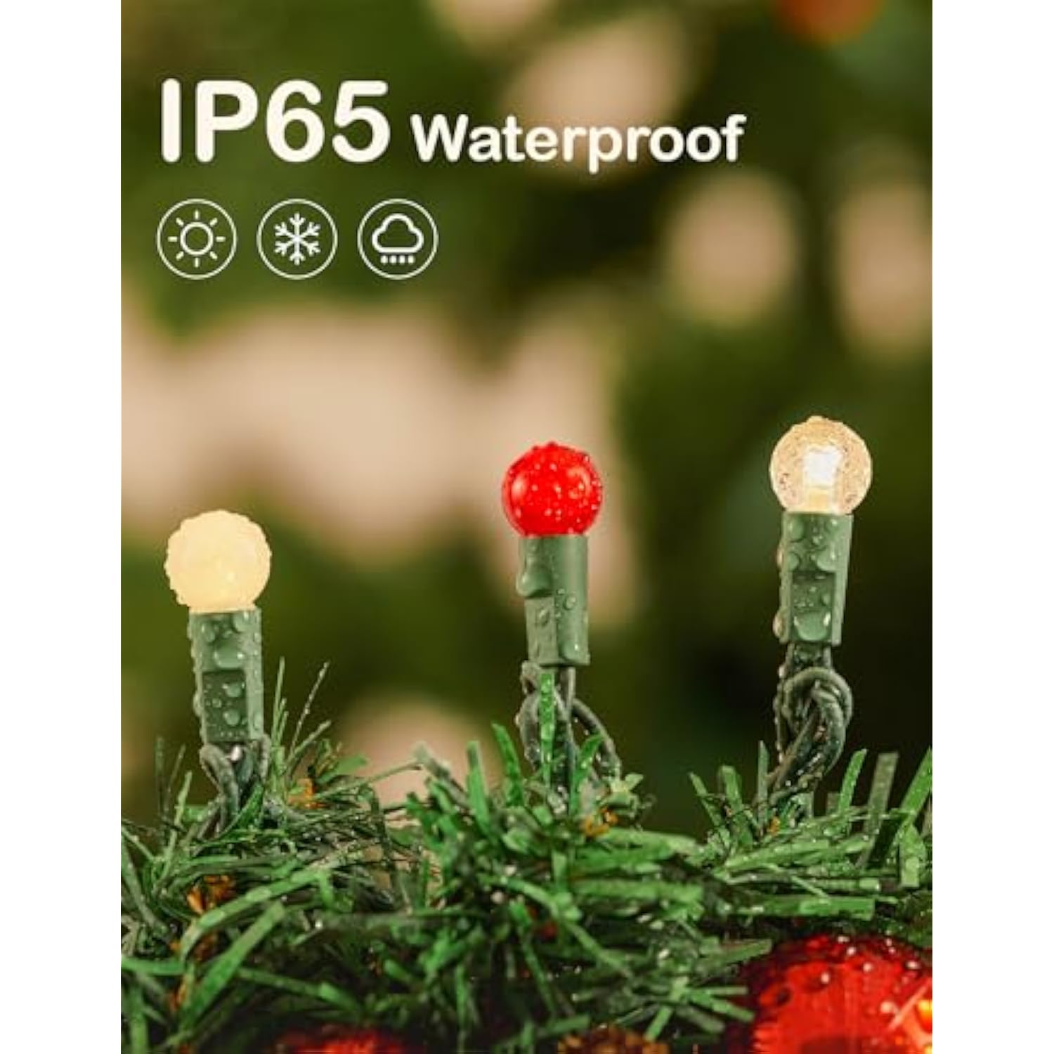 Christmas Lights Outdoor 24Ft 70 Led G15 Multi Color Globe Christmas String Lights With Green Wire For Indoor Patio Xmas