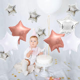 Rose Gold Star Foil Balloons, 15Pcs 18Inch White Silver Rose Gold Ball