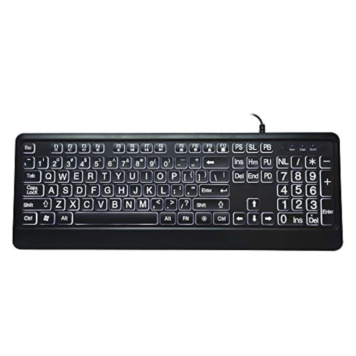 Large Font Keyboard,Large Font Usb White Led Backlit Keyboard 104 Keys Standar
