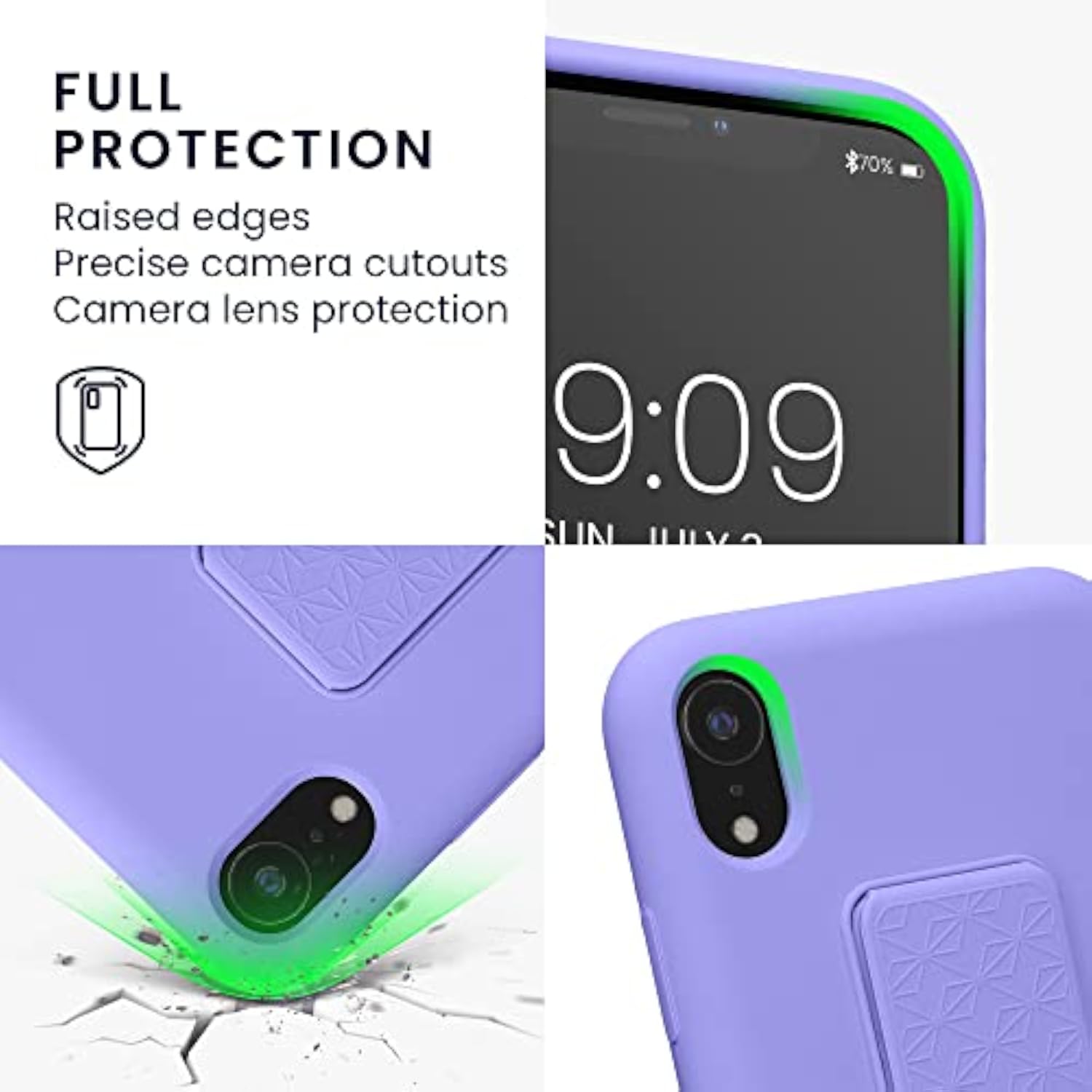 Soft TPU Cover with Silicone Coating for Apple iPhone XR - Lavender - kwmobile Case with Hand Strap and Stand Function - Shockproof
