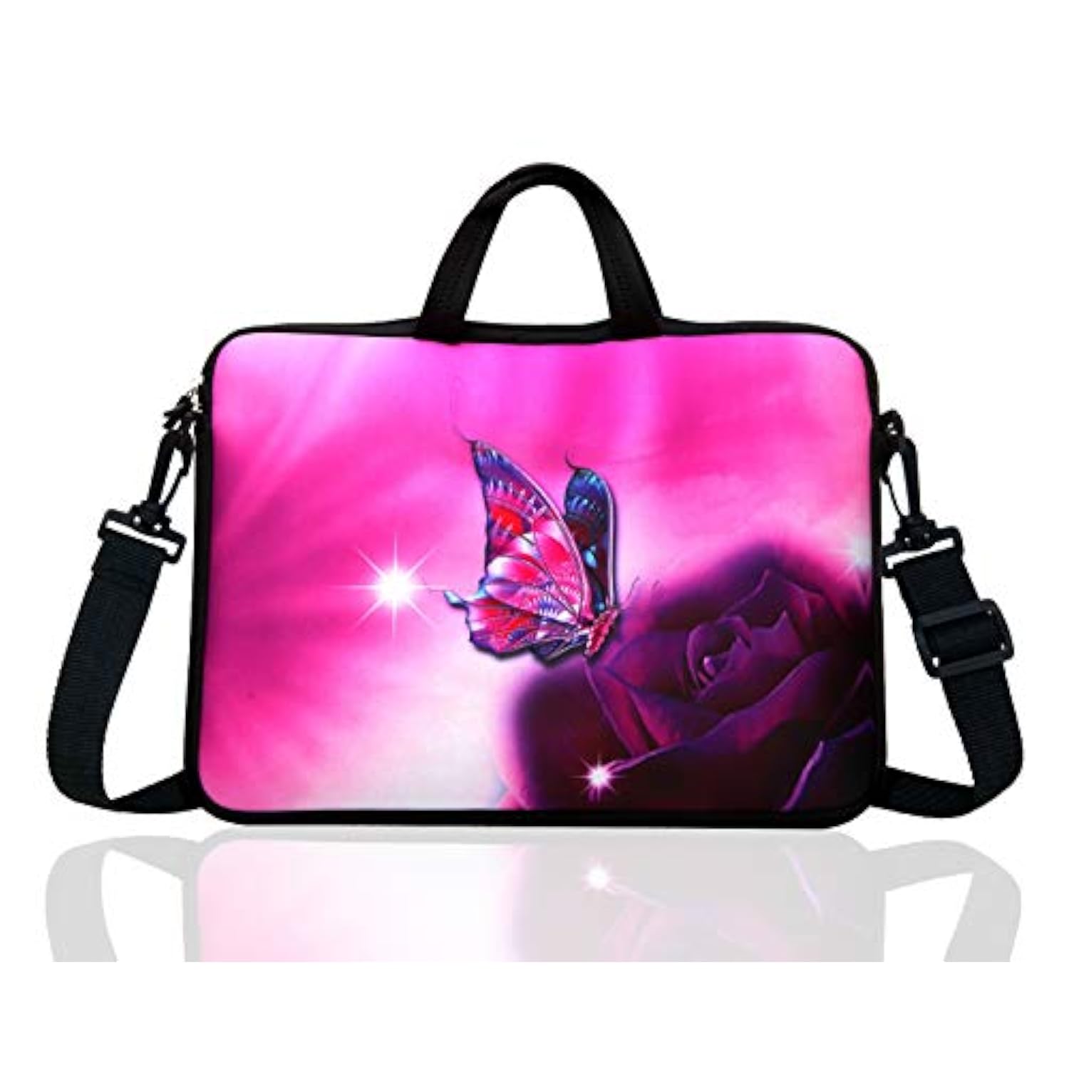 15.6-Inch Laptop Shoulder Bag Case Sleeve For 14 15" 15.6 Inch Hp/Dell/Lenovo Pink Butterfly