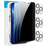 [3+3 Pack] Iphone 13 Pro Max Privacy Screen Protector With Camera Lens Protector, Anti Spy Private Full Coverage Bubble Free 9H Hardness Tempered Glass Film 6.7 Inch With Easy Installation Kit