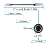 Pd 100W Dc 7.4Mm X 5.0Mm Female(7.4 X 0.6Mm) Input To Usb Type C Male Power Charging Cable, 100W Dc7450 To Type C Cable With Pd Automatic Identification Chip,For Phones,Tablets,Laptops(Blue)