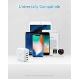 Anker Charger, 40W 4-Port USB Phone Charger with Foldable Plug, PowerPort 4 for iPhone 14/13 Series, iPad Pro/Air/Mini, Galaxy S23/S22/S21, Note 20 Ultra, LG, Nexus, HTC, and More