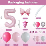 40 Inch Pink Number 5 Balloon For 5Th Birthday Decoration Pastel Baby Pink Number Five Foil Balloon Tower Giant Large Digit Hot Pink White Helium Balloons Stack Stand For Girls Anniversary Party
