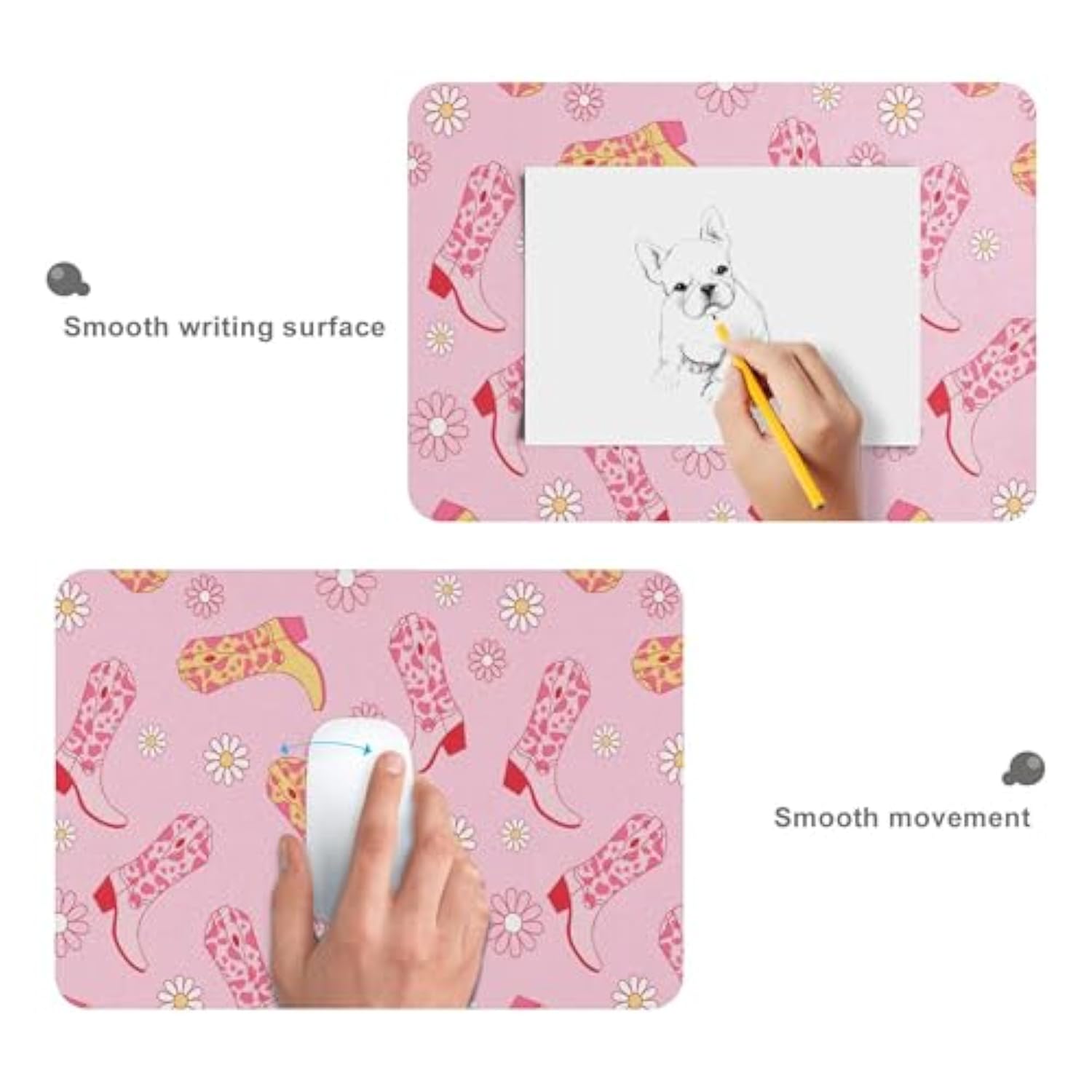 Western Cowgirl Boots And Flowers Gaming Mouse Pad Large Mousepad Extended Computer Keyboard Desk Pad Non-Slip Desk Mats For Work Game Home Office, 31.5 X 15.7 Inch