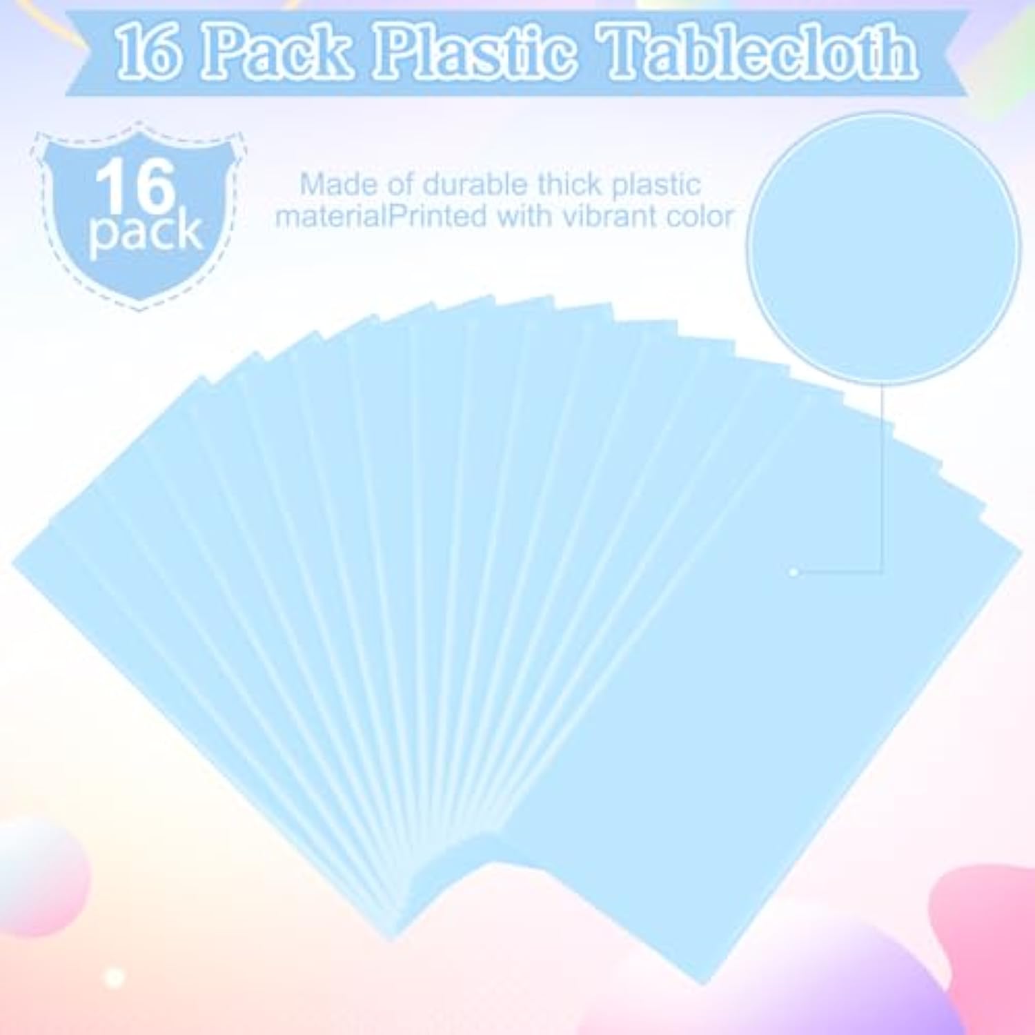 16 Pack Light Blue Plastic Tablecloth For Rectangle Tables, Premium Decorative Baby Blue Disposable Table Cloths For Parties, Rectangle Party Table Cover For Birthday Wedding Baby Shower, 54X108 Inch