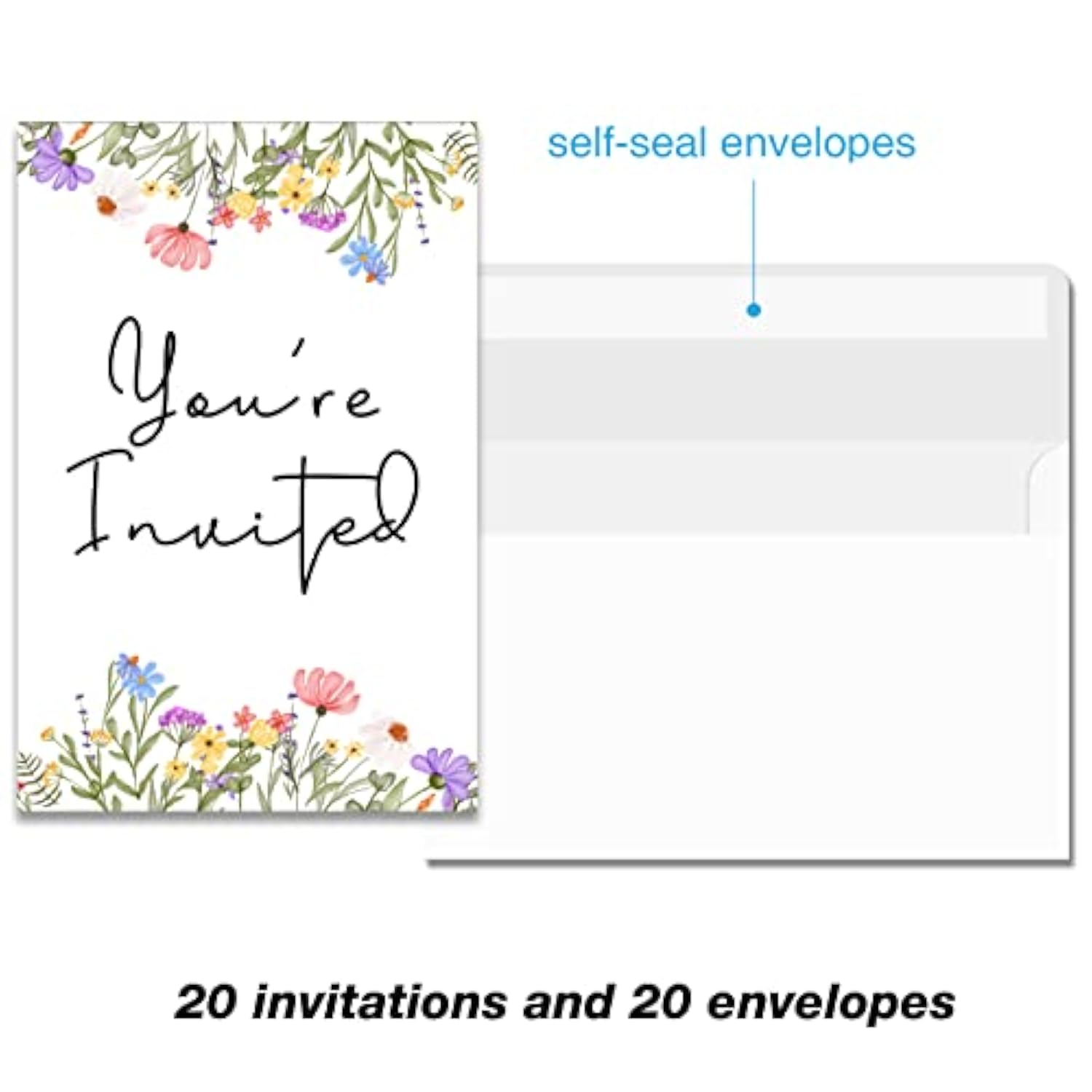 Wildflower Birthday Party Invitations With Envelopes Set Of 20 Spring Summer Wildflower Birthday Party Invites Fill In Blank
