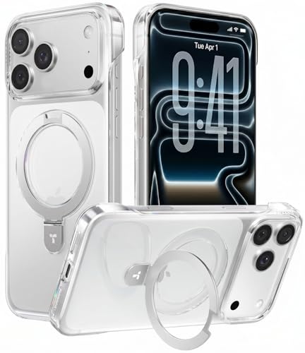 TORRAS Ostand Slim for iPhone 17 Pro Max Case Clear, Upgraded Magnetic Stand, Fit for MagSafe, Frameless with Thin Open-Edge Fit, Minimalist Phone