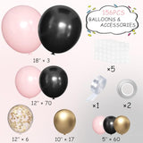 156 Pc Black, Pink, & Gold Balloon Garland Arch Kit Women/Girls Party Decor