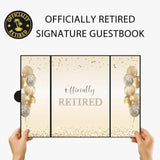 Black Gold Retirement Party Decorations, Officially Retired Alternative Signature Guest Book For Men Women Happy Retirement Gifts Signing Card Board For Retirement Farewell Party Supplies