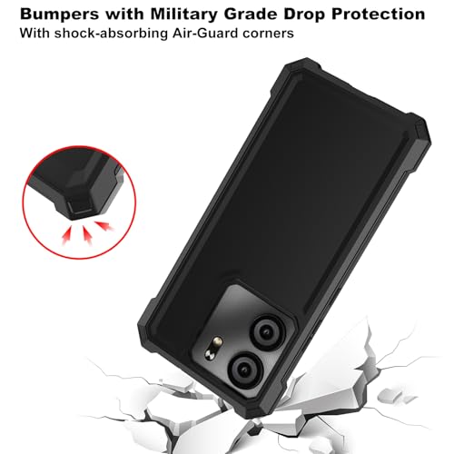 For Blu View 5 Phone Case, Tracfone Blu View 5 Case With Screen Protector, Dual Layer Protection, Shockproof Corner Tpu Bumper, Heavy Duty Protective Phone Cover For View 5-Black