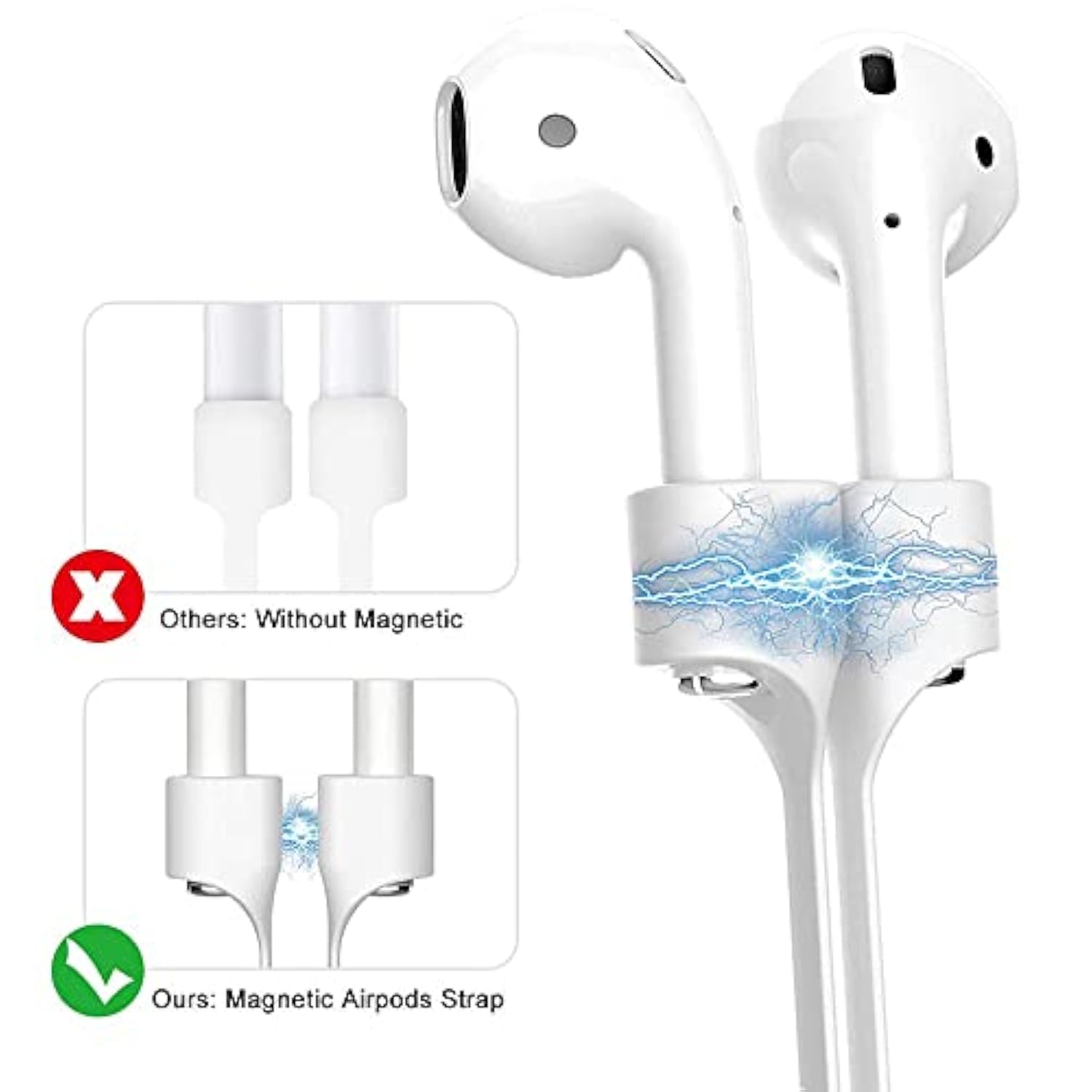 Airpods Strap Magnetic Anti-Lost Leash Sports String Earphone Lanyard, 8 Packs Soft Silicone Neck Rope Cord, Compatible For Airpods Pro/3/2/1 (8Packs #2)