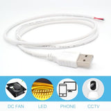 2Pcs 20Awg White Usb Pigtail Male 2 Wire 5V 5A 1M/3.3Ft Usb 2.0 Male Plug 2 Pin Bare Wire Open End Wire Cable With 2-Position Spring Wire Connector For Replacement Repair Diy Pigtail Cable
