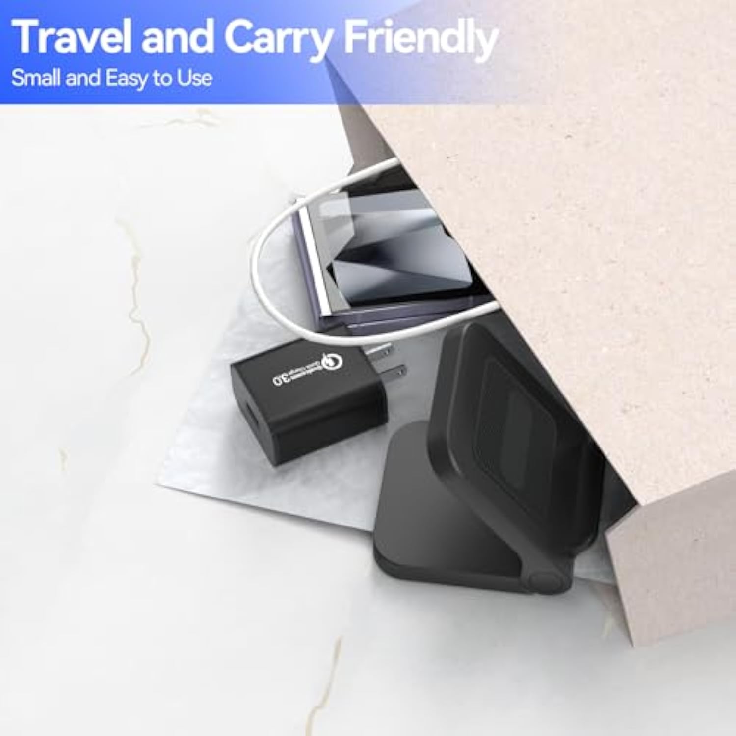 For Samsung Galaxy Z-Flip Wireless Charger: Galaxy Z Flip 6/5/4/3 Charging Stand, 15W Fast Wireless Charger For Galaxy Z Flip6/Z Flip5/Z Flip4, Razr+(5W) Non-Fold(Qc3.0 Adapter Included) Black