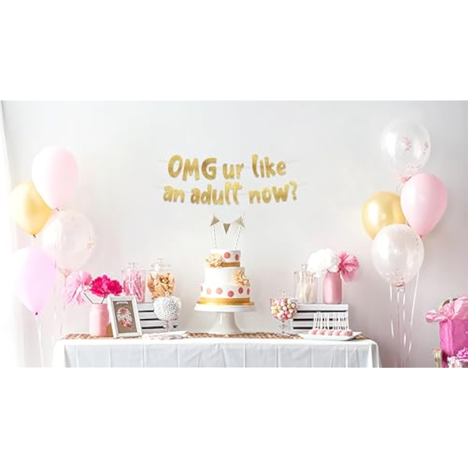 Omg Ur Like An Adult Now Gold Glitter Banner – 18Th And 21St Birthday Banner - Graduation Party Decorations Favors And Supplies