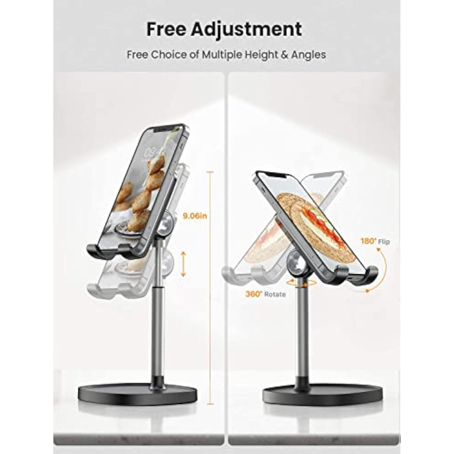 Cell Phone Stand Adjustable For Phone Holder For Desk, Office Desk Accessories Computer Pc For Stand Gaming Essentials Fit Otterbox Case Phones Switch Kindle Ipad Air Tablet 4-10In