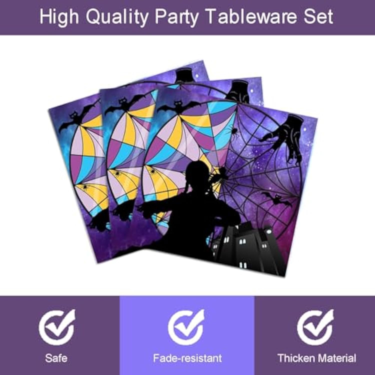96 Pcs Wednesday Plates And Napkins Party Supplies Gothic Wednesday Party Supplies Including Wednesday Party Plates And Napkins Forks, Wednesday Party Favors Wednesday Birthday Decorations For Girls