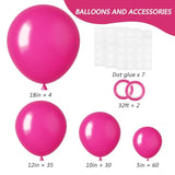129Pcs Hot Pink Balloons Latex Balloons Different Sizes 18 12 10 5 Inc