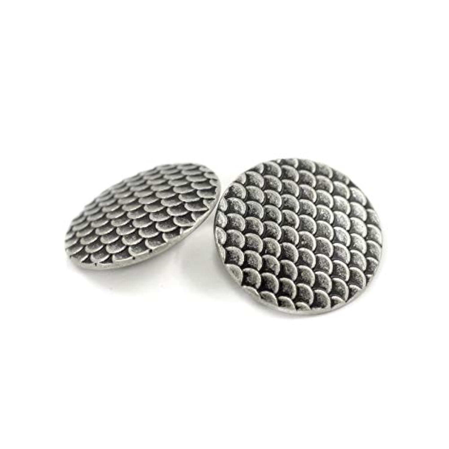 10 Pieces Dragon Scales Metal Shank Buttons. 23Mm (7/8 Inch) (Antique
