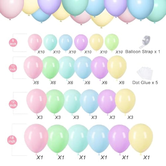 Pastel Balloon Garland Arch Kit, 120Pcs Macaron Color Rainbow Party Balloons For Baby Shower Birthday Party Decorations