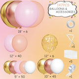 Rose Gold Balloon Arch Kit, 147Pcs Metallic Gold White Pastel Nude Pink And Rose Gold Balloons Garland With Confetti For Wedding Bridal Baby Shower Princess Girl Birthday Party Decorations