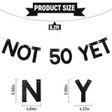 Not 50 Yet Banner - Last Year In My 40S Banner, Happy 49Th Birthday Sign, Cheers To 49 Years, Funny 49Th Birthday Party Decorations Black Glitter