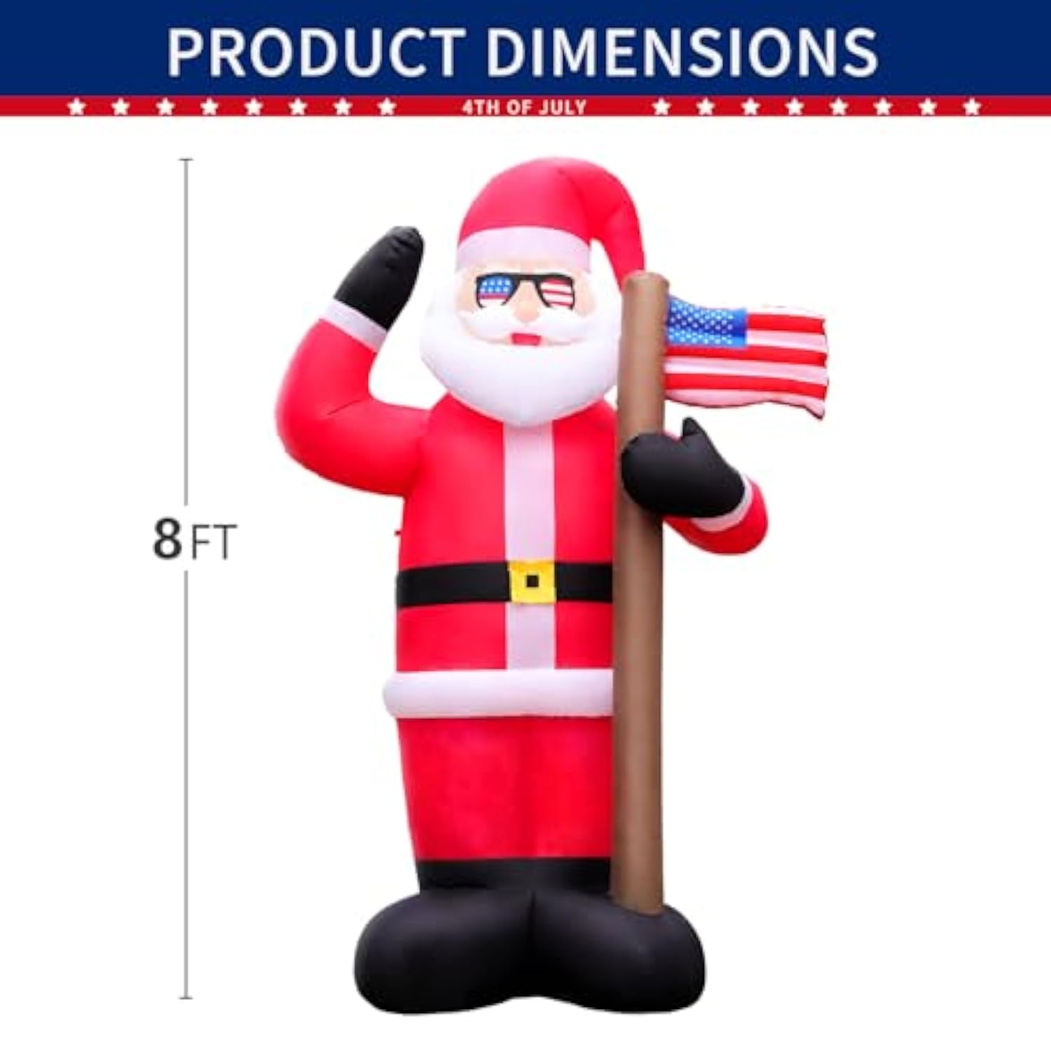 8Ft Christmas Patriotic Inflatable Outdoor Decoration, Santa Claus With American Flag, Led Lights Holiday Blow Up For Pa